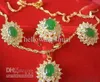 Emerald Jade 18K GP Crystal Pendant Halsbandörhängen Ring Gemstone Jewelry Sets7110206