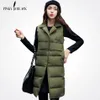 x201711 Pinky Is Black 2017 Women Winter Vest Waistcoat New Women Long Vest Sleeveless Jacket Suit Collar Down Cotton Warm Vest Female