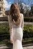 Long Sleeve Berta Mermaid Wedding Dresses Full Lace Crystal Backless Vestido De Noiva Bridal Gowns Sexy Deep V Neck Robe De Mariee2332