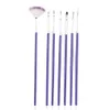 Wholesale-7Pcs Purple Nail Brush Set Crystal Nail Polish Brush Kits Nail Tips Brushes 2015 Hot