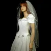 White Ivory Champagne Two Layer Wedding Veil Fingertip Length Bridal Veil Ribbon Edge 178