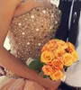 New Modest 2016 Sweetheart Pearls Beaded Sequin Ball Gown Quinceanera Klänningar Peach Organza Long Sweet 16 Party Gowns Custom Made EN7118