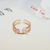 Clássico abertura ajustável encantos Anel Moda Zircon Dedo Rings Rose banhado a ouro do vintage para Wedding Party traje Mulheres Jóias