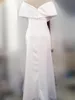 White Aso Ebi 아프리카 새틴 인어 웨딩 드레스 나이지리아 긴 신부 들러리 드레스 오프 어깨 공식 가운