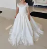 2020 Abiti Da Ragazza Con Fiori In Pizzo Con Spalle Scoperte Abbigliamento Da Spettacolo Per Bambini Abiti Da Sposa Da Principessa Con Strascico