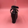 Femmes noires sandales à talons hauts compensées avec Rivets dorés bout ouvert Style décontracté t-strap femmes romaines chaussures sandales à talons épais