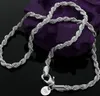 925 catene di collana in argento sterling da 4 mm da 16-30 pollici graziose graziose catena di corda di corda gioielli fai-da-te per donne uomini