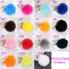 15 Color Real Rabbit Fur Ball Pandent Keychains With Silvery Chain Ball Diameter 8CM Rabbit Fur Cute Bag Car Key Rings