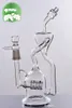 2022 Recykler drzewa Triple Perc Glass Foothahs Rury wodne Bubbler 14.4mm Złącze Ręczne Ręczne Inline Catcher Oil Pulse Szkło Bongs