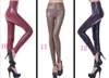 Vintage Women PU Faux Leather Slim Pants High Waist Leggings Pants Fleece Stretch Skinny Pencil Capris candy colors xmas gift