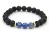 Nueva pareja pulsera de alta calidad joyería de piedra de lava negra sedimento marino cuentas imperiales estiramiento mujeres para hombre energía yoga regalo Bracel270r