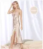 Imitation silk pajamas spring and summer ladies long paragraph split split sexy sling sleep dress sexy home service 6 color free shipping