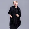 Mão de malha luxo real mink peles lenços xaile wrap wrap inverno outono genuíno lenço de vison para as mulheres