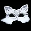 Venetian Masquerade Mask Women's Sexy Black Glitter Fancy Cat Lace Eye Mask Halloween Cat Lace Eye Mask HJ120