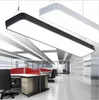 Rektangel LED Pendant Lampa Aluminium Hängande belysningsarmatur Suspended for Office Study Room Black / Silver / White Body AC85-265V