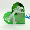 100 sztuk Laser Cut Heart Hollow Rose Flower Candy Box Chocolates Pudełka ze wstążką do Wesele Party Baby Shower Favor Prezent