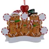 Maxora Gingerbread Famille de 5 décorations de Noël en résine peintes à la main avec pomme rouge comme cadeaux personnalisés pour la fête de vacances Home Decora