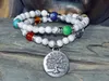 SN0313 Relieve Stress Balance 54 Mala perles bracelet howlite OM Arbre d'ascenseur bracelets à breloques 7 chakra wrap bracelet en pierre