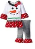 Baby Christmas Sets Outfits Nuovi bambini Neonati Ragazzi delle ragazze XMAS Tree Snowman Deer Tute Tutu Top T-shirt + Pantaloni a righe Abbigliamento HH-S02