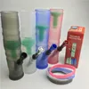 silicone bong with metal smoking pipe filter 5 piecesets clear black red blue joint oil rig bong smoking pipes for tobacco1736312