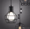 Loft led industrial pendant lighting chandelier balck iron cage lampshade warehouse style vintage indoor lighting fixture