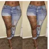 Gros- 2017 Nouvelle Mode Femmes Sexy Détruit Déchiré Distressed Chaîne Denim Pantalon Boyfriend Jeans pour Femmes Trou Jeans