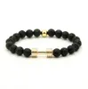 1PCS Real Gold Plated Metal Barbell Bracelet & 8mm Stone Beads Fitness Fashion Dumbbell Bracelets