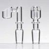 90 Degree Straight Connector Quartz Banger Style Domeless Nail with Clear Male and Female joint for glass bongs dab oil rigs