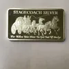 10 Adet Olmayan Manyetik Stagecoach bar gümüş kaplama sikke 50mm x 28mm külçe hatıra dekorasyon sikke