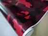 Ubran Red Large Camo Vinyl For Car Wrap With Air Release Gloss / Matt Camouflage Stickers Film Truck Printed self adhesive 1.52X30M (5x98ft)