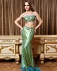 Vendas Strapless Mermaid vestidos de noiva Clubwear Moda Sequins Bra fishtail trajes Sexy sereia Papel Seamaid trajes cosplay