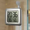 Baldr Fashion Waterproof Shower Time Watch Digital Bathroom Kitchen Wall Clock Silver Big Temperature and Humidity Display