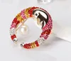 Cute Cartoon Face Moon Brooches Pearl Pins Multicolor Rhinestone Luxury Dress Corsage Brooch Gold/Silver Plated Fashion Jewelry