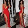 Europe and America sexy night club women s dresses v neck bodycon jumpsuit dresses night out club backless slit dress