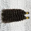 I Tip Hair Extensions brazilian kinky curly 100g 100s #4 Dark Brown Pre Bonded Hair No Remy Human Hair Extensions