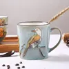 JANKNG 500mL Tasse En Céramique À La Main Tasses Rond Porcelaine Tasses Oiseau Conception Bouteille D'eau Café Lait Boisson Mugs D'anniversaire Fille Cadeau