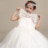 2016 Nouvelle Fleur Fille Blanc Organza Robe Princesse Noble Élégance De Mariage En Dentelle Hors Épaule Pour La Fête D'anniversaire De Noël De Mariage