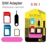 Adaptateurs de carte Nano Sim en aluminium métal 5 en 1 Micro Sim Stander outil de carte Sim pour iphone 6s 5s tous les appareils de téléphone portable