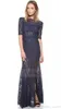 Diepe V-back Zuhair Murad Avondjurken Goedkope Sheer Neck Side Slees Half Mouw Formele Avond Prom Dresses met Kantmouwen