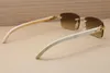 Rimless White horn Sunglasses Men 8200758 Size56-18-140mm Gold Brown or Silver Brown2114