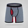 Partihandel-Mens Low-Rise Bomull Stretch Stripe Boxer Underkläder för Man Long Leg Boxer 6 Färger Bo001