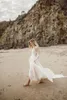 Bohemian Country Beach Suknie ślubne z czystymi długimi rękawami 2017 koronki Appliqued Szyfonowe Długie Boho Suknie ślubne Custom Made China EN9291