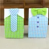 1000pcs /lot Little Man Blue Green Bow Tie Birthday Boy Baby Shower Favor Candy Treat Bag Wedding Favors Candy Box Gift Bags ZA0969