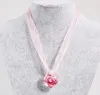 Hjärta med blommor inuti lampor Murano italienska venetianska glas mode hängen halsband handgjorda smycken gratis frakt