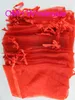 OMH de cor vermelha totalmente vermelha bege 50pcs 10x15cm Nice Voile Chinese Christmas Wedding Gift Bag Organza Bolsa de presente de judeu Bz082345