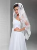 Ny Hight QualityR Bästa Försäljning Billiga Fingertip Vit Elfenben Lace Applique Veil Mantilla Veil Bridal Head Pieces för bröllopsklänningar