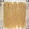 Färg 613 Blek blond brasilianskt hår 500g Applicera tejphäftande hudväfthår 200PCS Brasiliansk Kinky Curly Tape In Human Hair Extensions