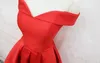 In stock Abiti da ballo in raso rosso Real Photos LP DQL Studio Party Dress Abiti da sera con lacci sul retro Spedizione veloce economica