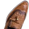 2018 Crocodile Grain braun/schwarze Loafer, formelle Schuhe für Herren, Freizeitschuhe aus echtem Leder