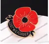 "Lest We Forget" Enamel Red Poppy Brooch Pin Badge Golden Flower brooches pins Remembrance Day Gift for women